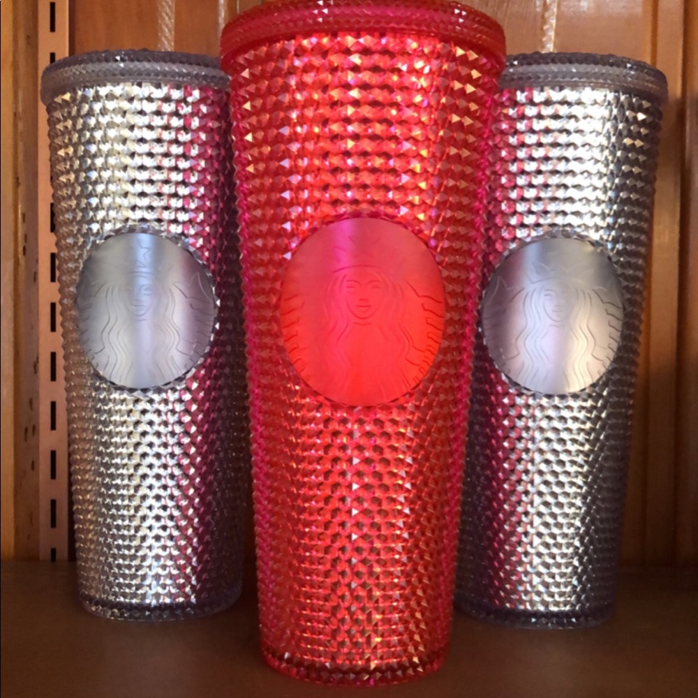 The silver Starbucks cup